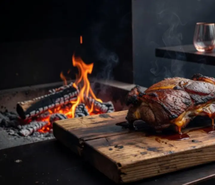 Woodfired dining scene at River & Roast beside the Australian riverside